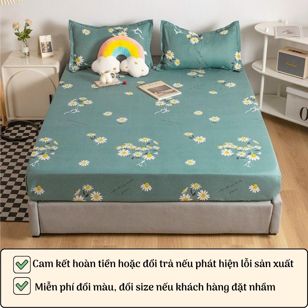 Bộ 3 món ga giường kèm vỏ gối cotton poly drap bo chun đủ mọi kích thước Otama Bedding