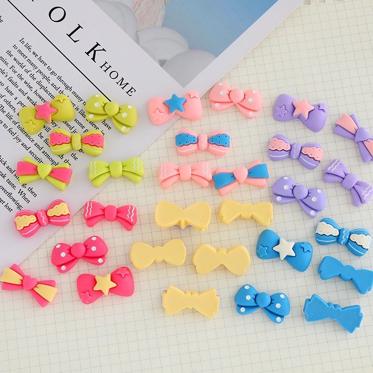 Charm (C538) slime/ Dụng Cụ Charm Trang Trí [Ko Keo &amp; Nút] Nhiều Kiểu Nơ Màu Pastel - Giá 1 cái