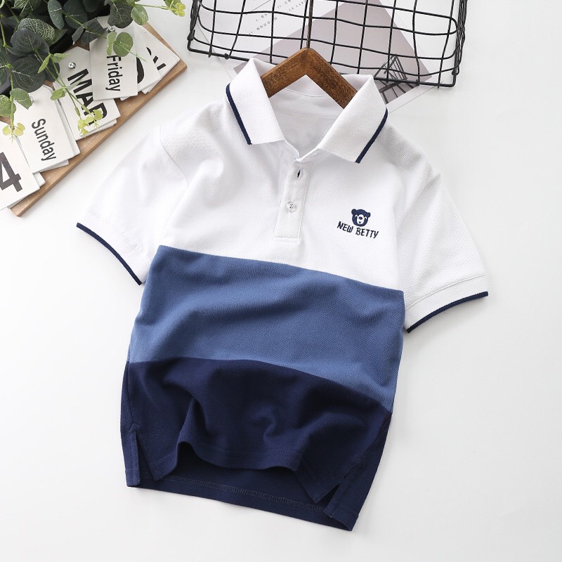 Áo thun Polo bé trai, gái MS001. Phối 3 màu siêu đẹp. Chất vải Cotton kháng khuẩn, chống nhăn, thoáng mát. NEWBETTY