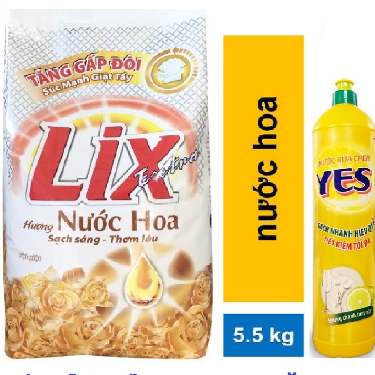 [COMBO} Bột giặt Lix Hương Nước hoa 5.5kg Tặng Chai NRC Lix 750g siêu sạch