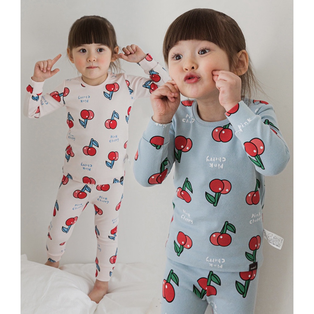 Bộ dài tay cordi họa tiết quả nhiều màu Nga Fish B5QM7