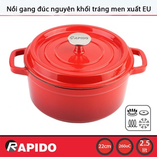 Nồi Gang Đúc Tráng Men Chống Dính Rapido 22cm Dùng Bếp Từ