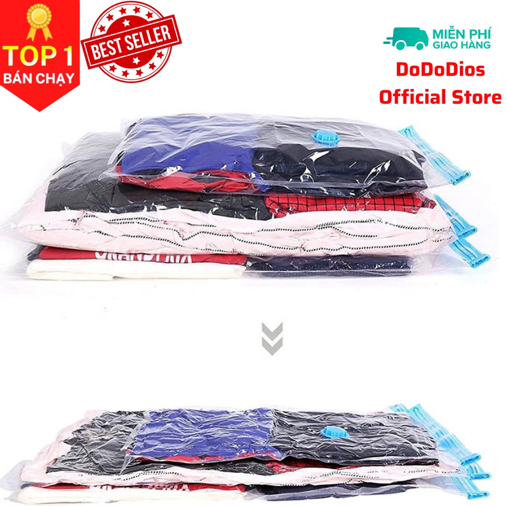 Túi hút chân không DoDoDios-Loại cao cấp DÀY GẤP ĐÔI, KÈM NẮP VAN CHỐNG RÒ RỈ HƠI, chống nước, tránh ẩm, nấm mốc quần áo