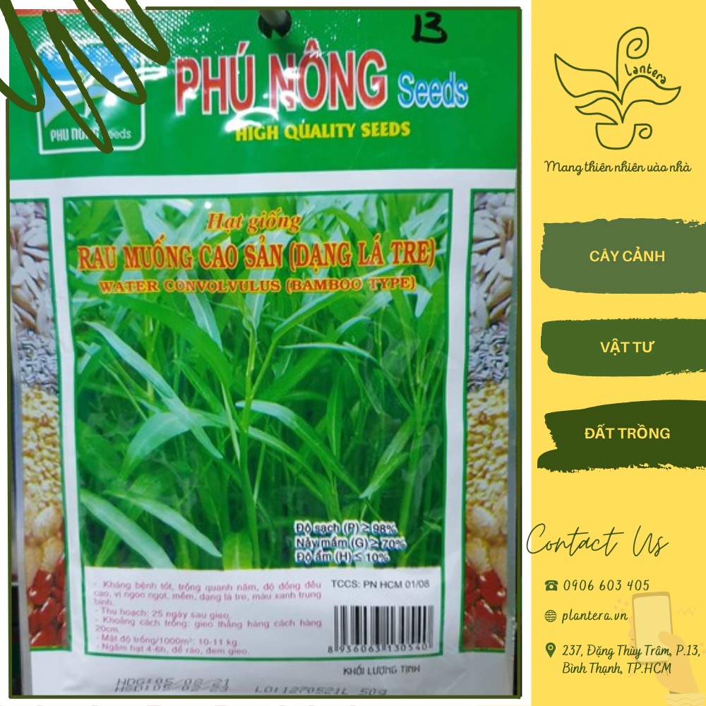 Hạt giống Phú Nông - Rau muống Gói 50g - Hạt Giống - Rau Ăn Lá