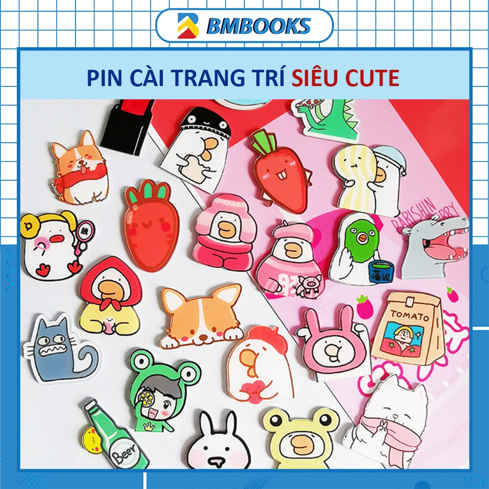 Huy hiệu cài balo, cài áo, hộp bút - Pin cài cute trang trí bằng nhựa Acrylic hình Vịt Maknae lầy lội BMBooks