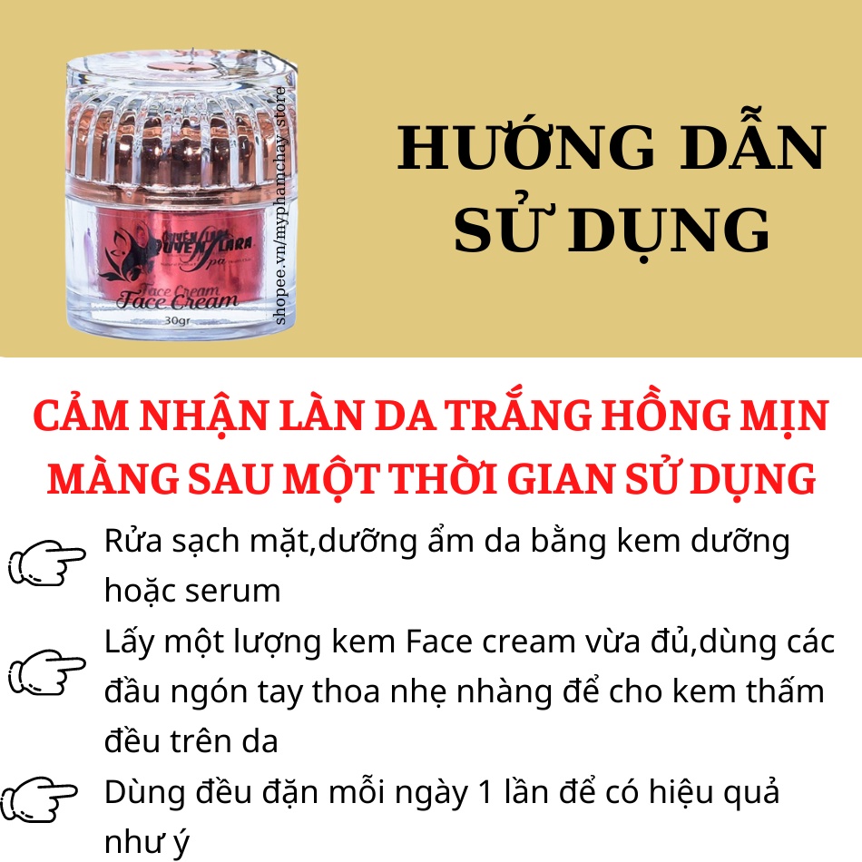 Face Cream Quyên Lara Kem Dưỡng Và Tái Tạo Da Giúp Trắng Da,Mờ Nám Trắng Hồng Tự Nhiên 30g