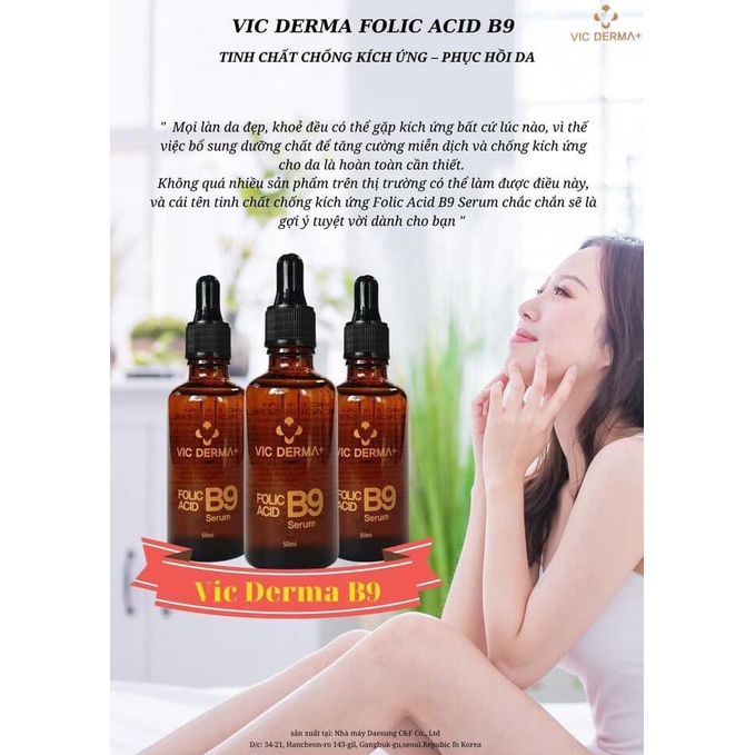Serum B9 Vic Derma Folic Acid Phục Hồi Trẻ Hóa Da 50ml