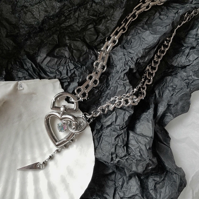 [Giao Hàng Miễn Phí] Vòng Cổ choker Mặt Hình Trái Tim Đào Phối Khóa Phong Cách ins 22219 ins