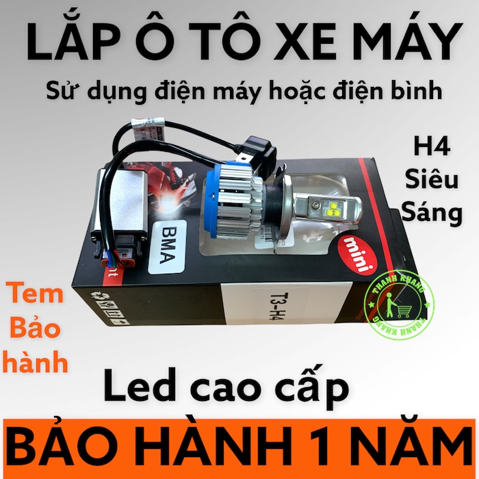 Đèn pha led 6 tim BMA-DPL-MINIT3 H4 chính hãng siêu sáng bảo hành 1 năm gắn pha xe máy Thanh Khang