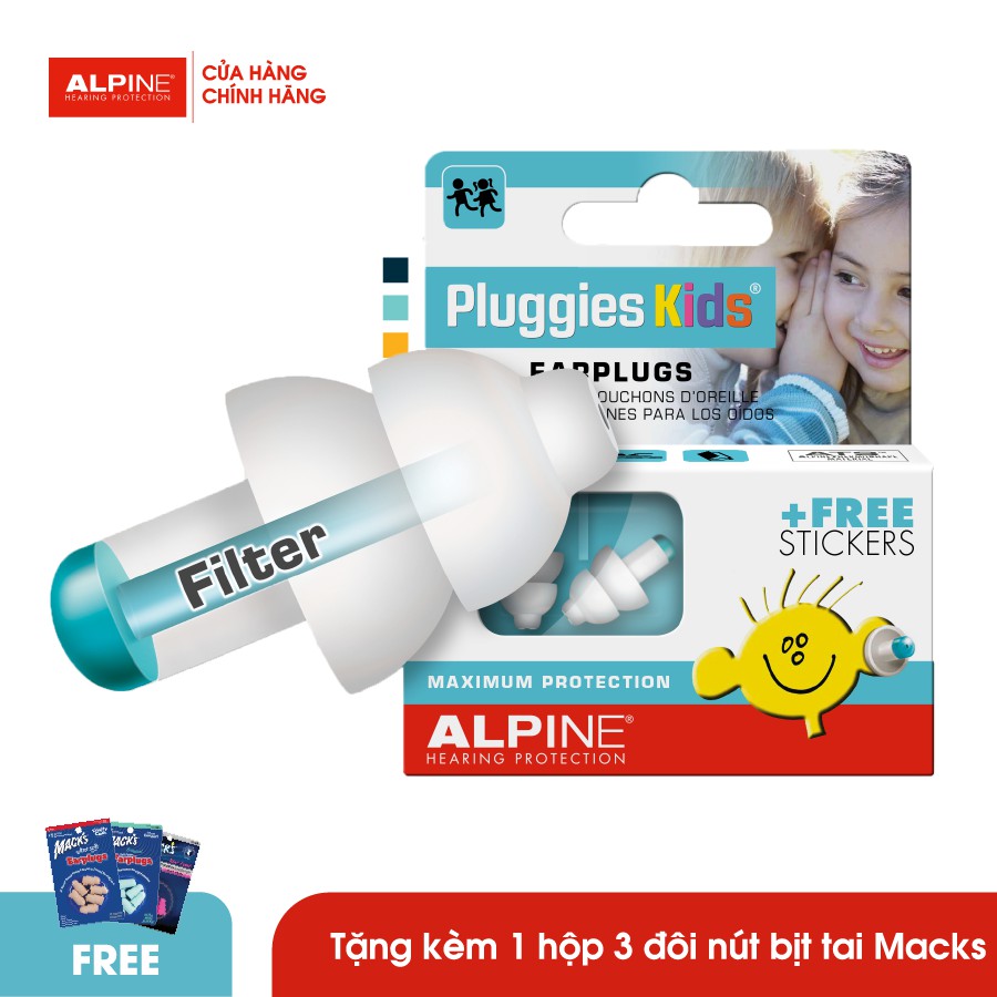 [Mã FAMALLT5 giảm 15% đơn từ 30k] Nút bịt tai chống ồn Alpine Pluggies Kids cho trẻ em - Nhập Khẩu Hà Lan