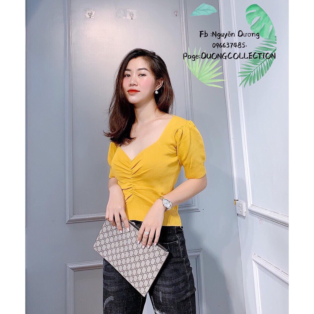 Áo Len Nhúm Ngực Cổ V Siêu Hót(#374)_Xưởng May Quang Anh