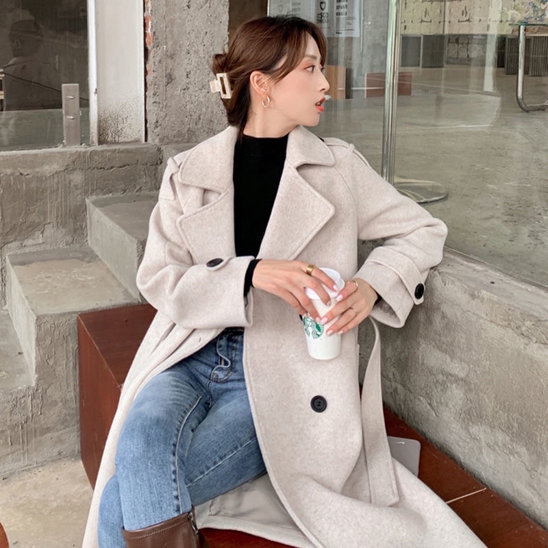 Áo dạ ép dáng dài hot trend kèm đai