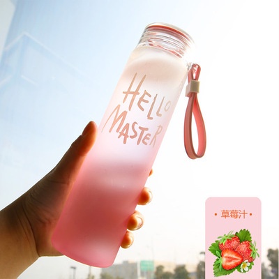 Bình Nước Thủy Tinh Trong Suốt Màu Gradient 480ml