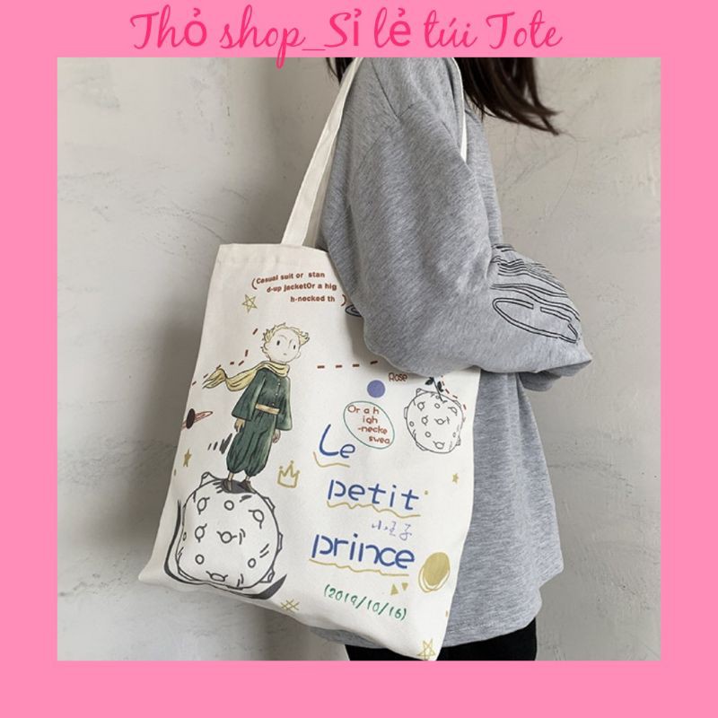 Túi tote vải canvas Ulzzang in hình nghệ thuật( có khóa miệng)