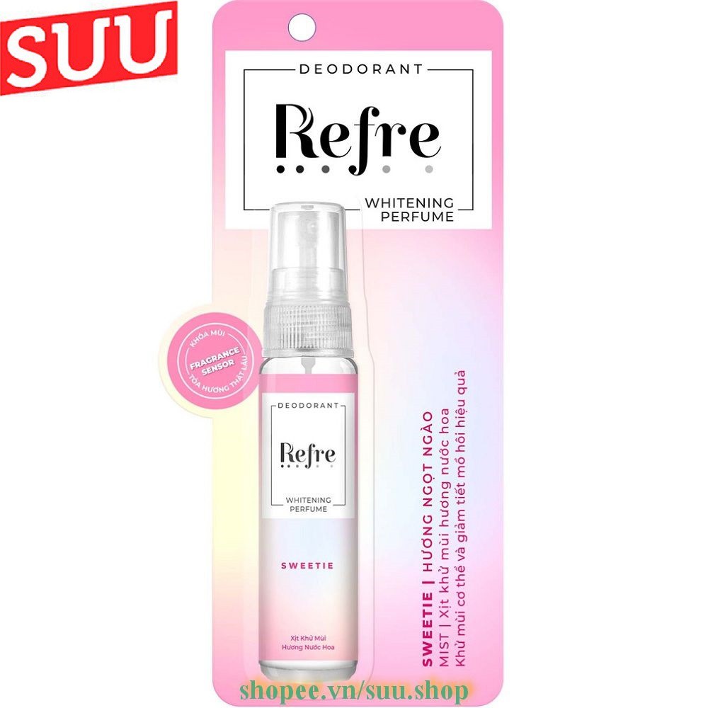 Xịt Khử Mùi Refre 30Ml Dưỡng Sáng Da Với Nhiều Hương Thơm Giúp Bạn Dễ Lựa Chọn Hơn, suu.shop Cam Kết 100% Chính Hãng.