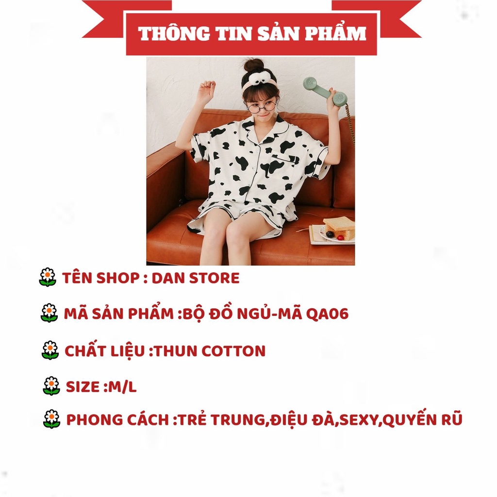 Đồ Bộ Nữ - Đồ Bộ Ngủ Nữ Pyjama cao cấp mùa hè cộc tay ngộ nghĩnh đáng yêu MÃ QA06