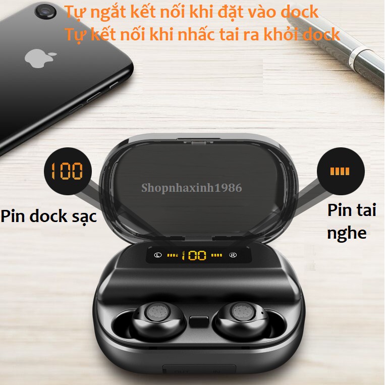 Tai nghe bluetooth cảm ứng Amoi V12 cao cấp âm thanh vòm 8D | BigBuy360 - bigbuy360.vn