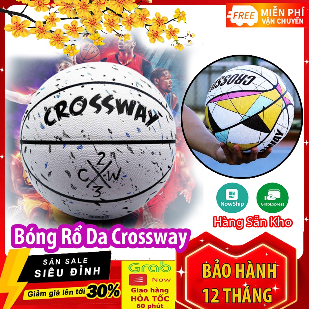 Bóng Rổ Da Crossway - Size 7 - Tặng Bơm + Balo rút + Túi lưới + Kim bơm SIÊU HOT