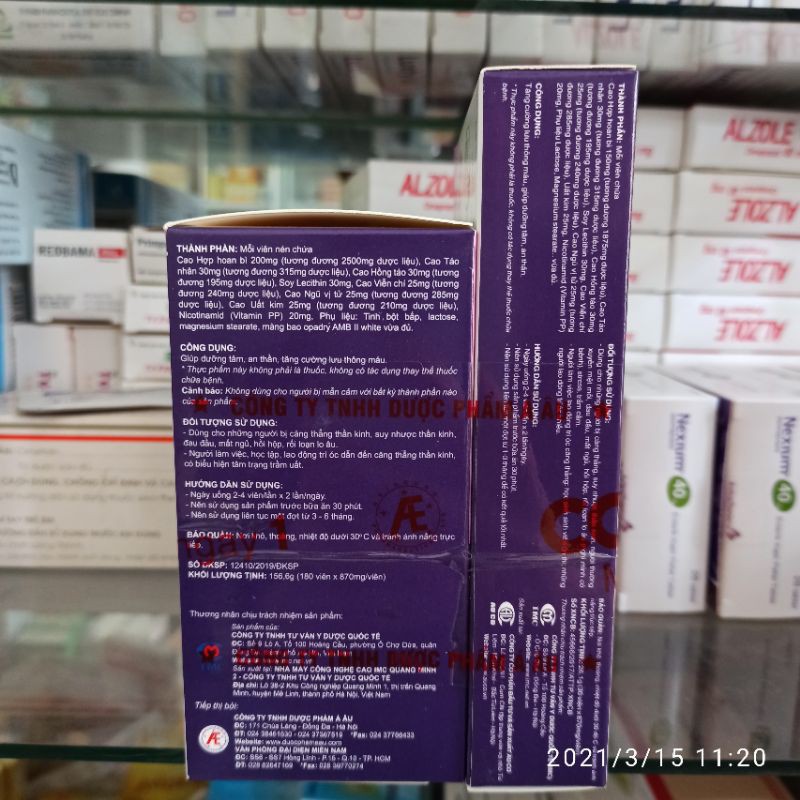 Kim Thần Khang - Combo 2 lọ x 90 viên tặng ngay Hộp 30v - Giúp ngủ ngon, giảm suy nhược thần kinh, stress