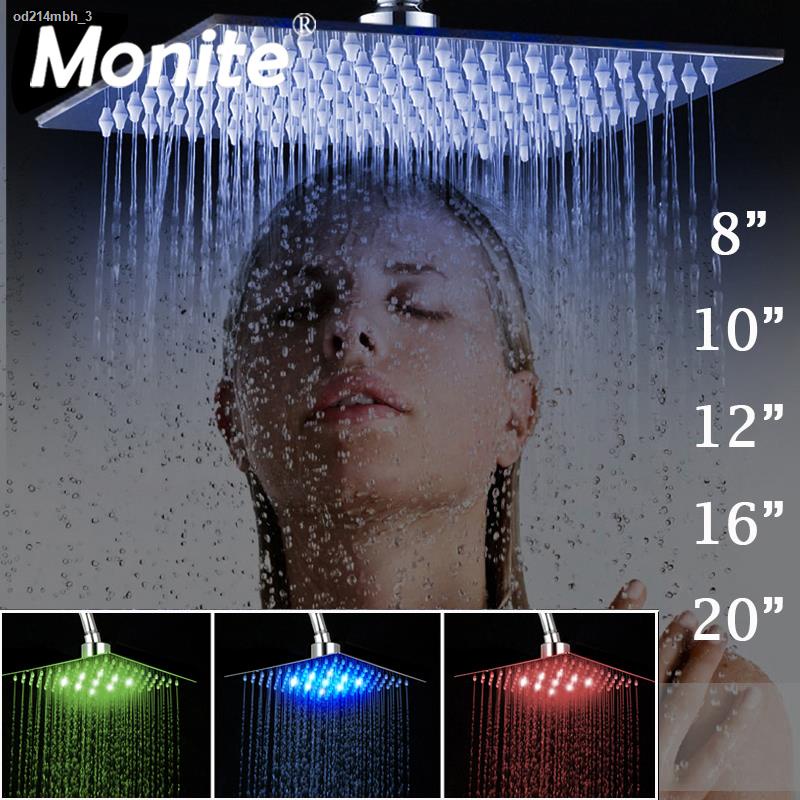 Chống ăn mòn∋✣Monite 8 10 12 16 20 24 inch Đầu vòi sen phun mưa LED B8136 Đầu vòi sen bằng thép không gỉ Phòng tắm Đầu v