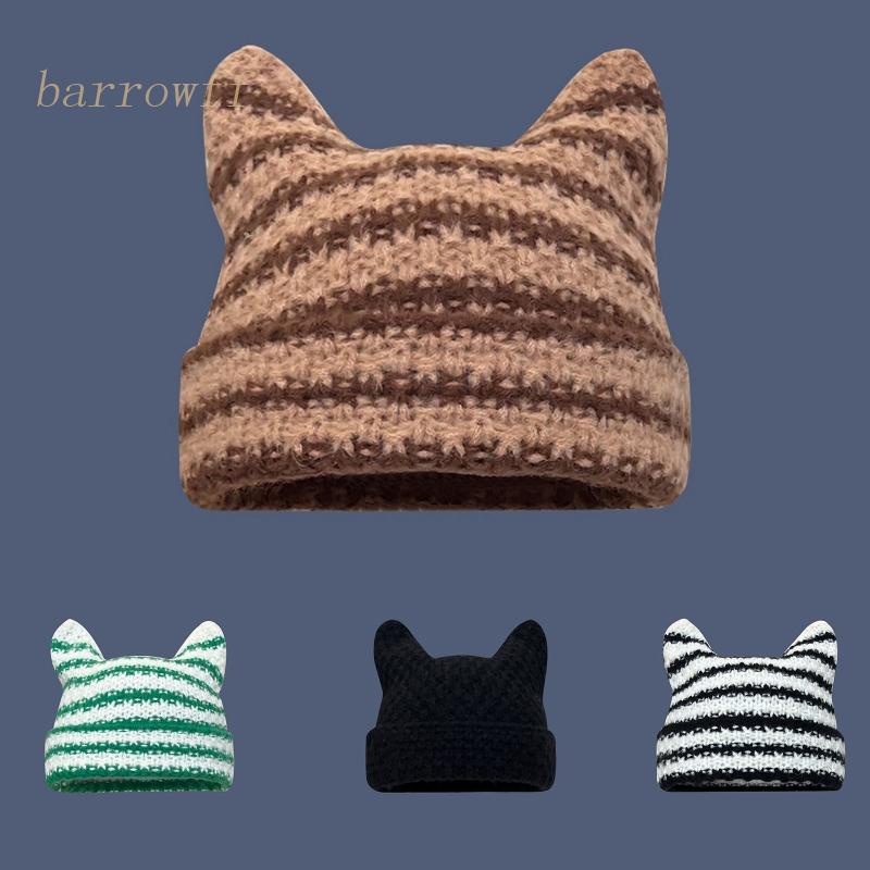 Mũ Beanie Dệt Kim Phối Sừng Thỏ Dễ Thương Cho Nữ