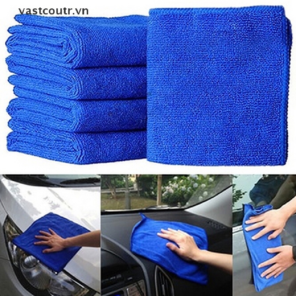 5 Khăn Lau Xe Hơi Vải Microfiber Màu Xanh Dương