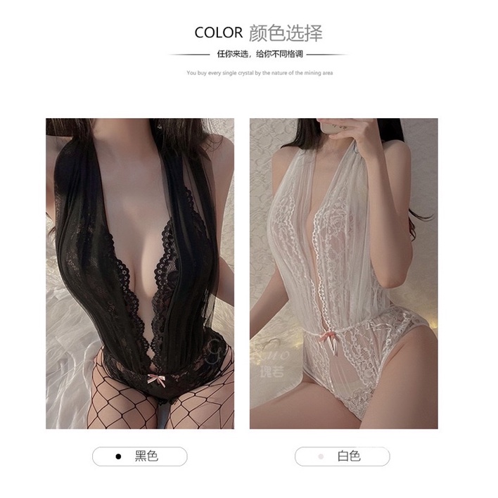 Váy Ngủ Xẻ Sâu Cổ Chữ V Kèm Voan Thắt Nơ MS753 [CWEAR.SEXY_ĐỒ NGỦ &amp; NỘI Y CAO CẤP]