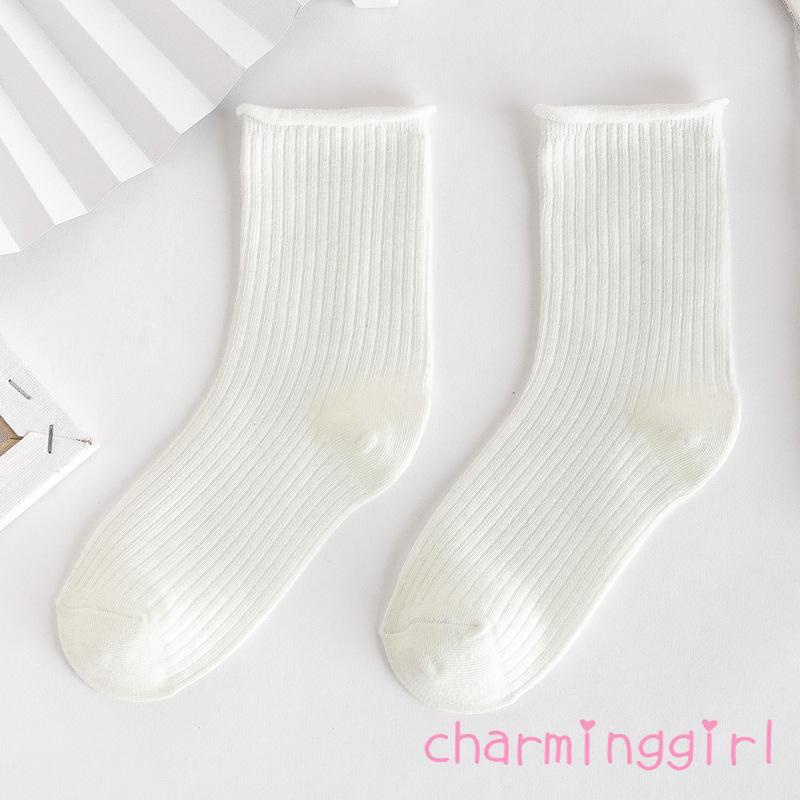 Tất cotton màu sắc đơn giản thời trang cho nữ