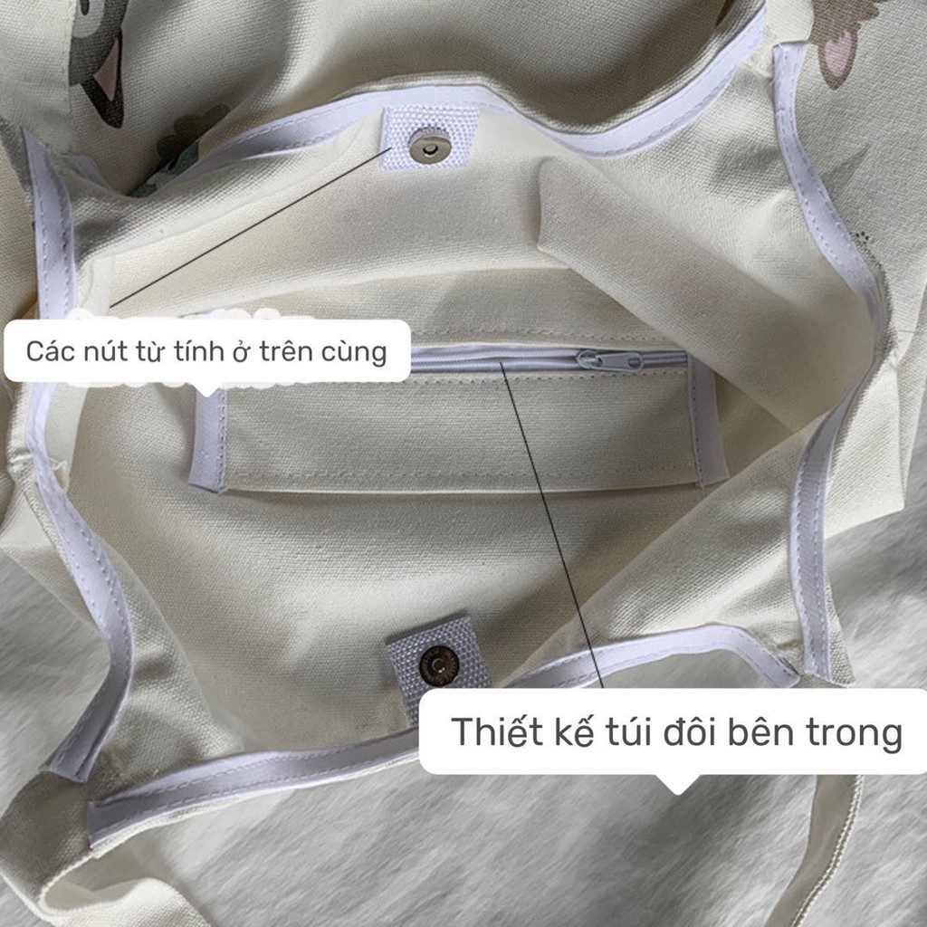Hàn Quốc Harajuku phong cách dễ thương hình con chó túi tote vải
