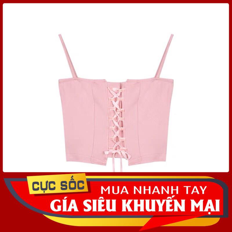 CHÍNH HÃNG 100% ODER ODER áo len gân nữ 2 hai dây đan dây rút ngực crotop ngắn BAO RE