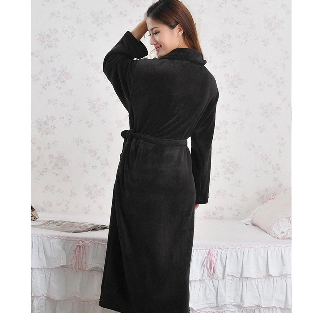 Áo Choàng Ngủ Tay Dài Vải Nhung San Hô Thoáng Khí Màu Sắc Đơn Giản Thời Trang Mùa Đông Cho Nữ