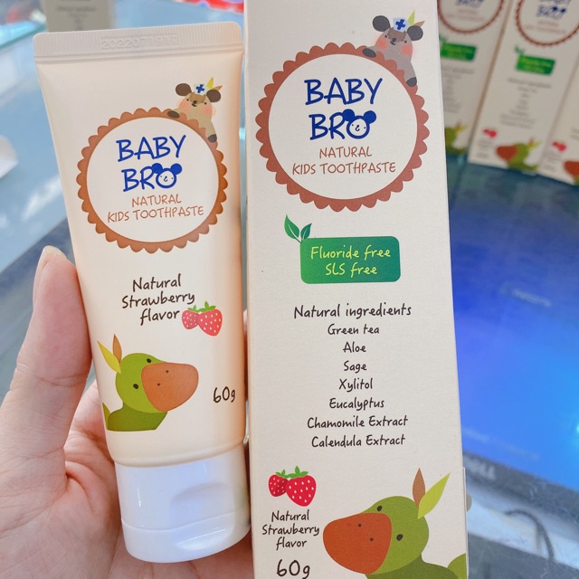 Kem đánh răng hữu cơ Baby Bro nuốt được cho trẻ em 60g