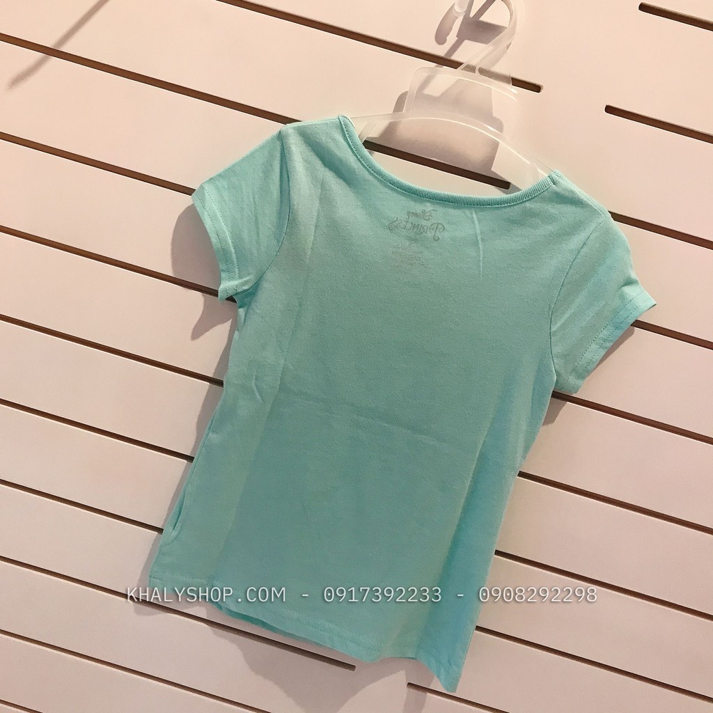Áo thun tay ngắn trẻ em hình công chúa lọ lem Cinderella màu xanh biển size XS và size S cho bé gái (Mỹ US-UK) - ATLL5T