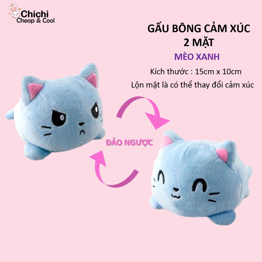 Gấu Bông Cảm Xúc 2 Mặt Nhiều Hình Hàng Nhập Cao Cấp Chất Mềm Mịn Size 15x10cm ChiChi GVP13