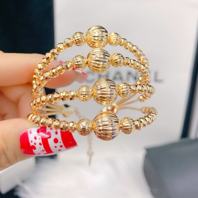 Vòng 4 hàng bi mạ vàng - bền màu