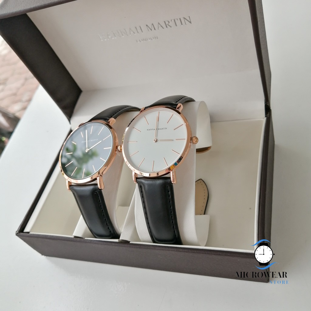 Đồng hồ nam HANNAH MARTIN siêu mỏng hàng chính hãng máy Nhật cao cấp dây da sang trọng nhiều màu