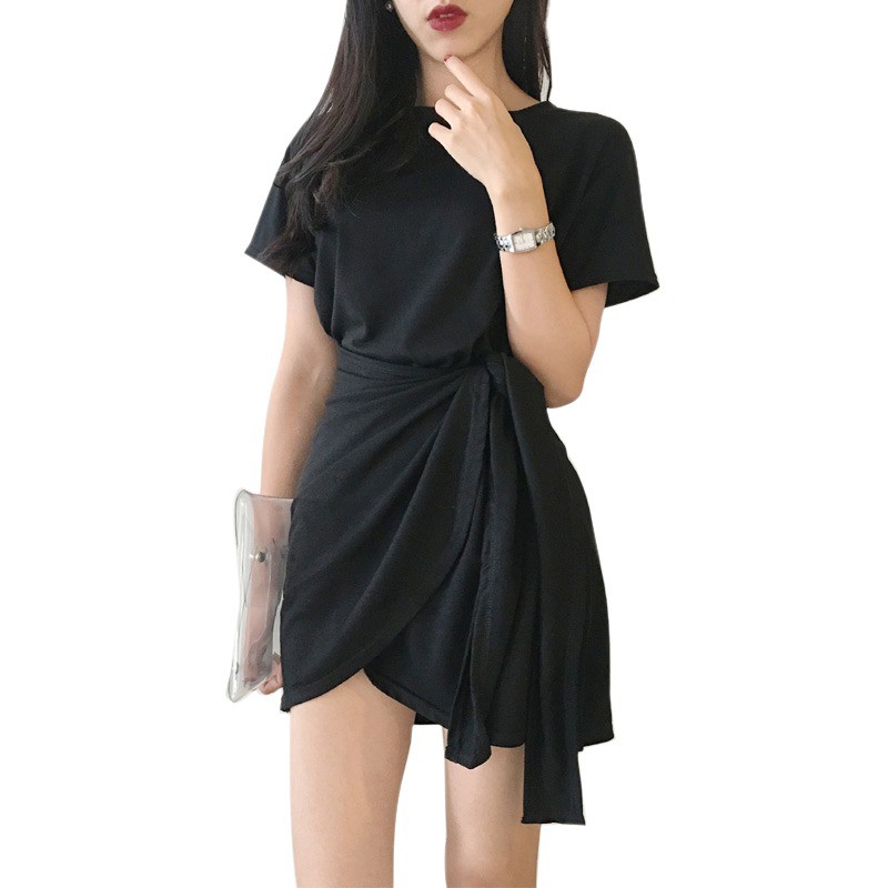 Đầm tay ngắn cổ tròn thiết kế thanh lịch cho phái nữ | BigBuy360 - bigbuy360.vn