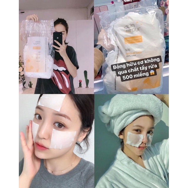 Bông tẩy trang Tetra Le Soin Laretat Pur 500 miếng