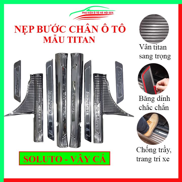 Ốp bậc cửa nẹp bước chân TITAN ô tô Soluto hai kiểu vây cá và thẳng chống trầy bảo vệ xe