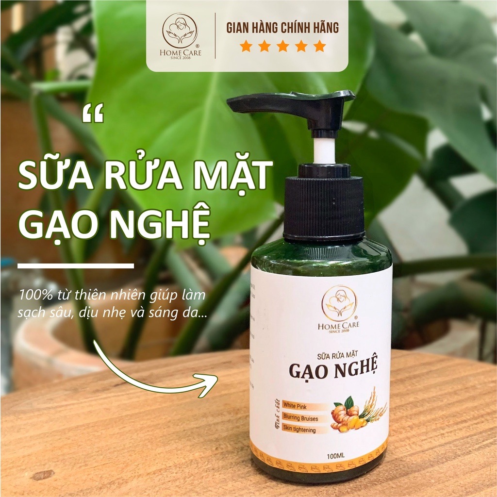 Sữa rửa mặt Gạo nghệ Home Care từ cám gạo, nghệ và tinh chất nano vàng giúp làm sạch da, sáng da, mịn da 100ml