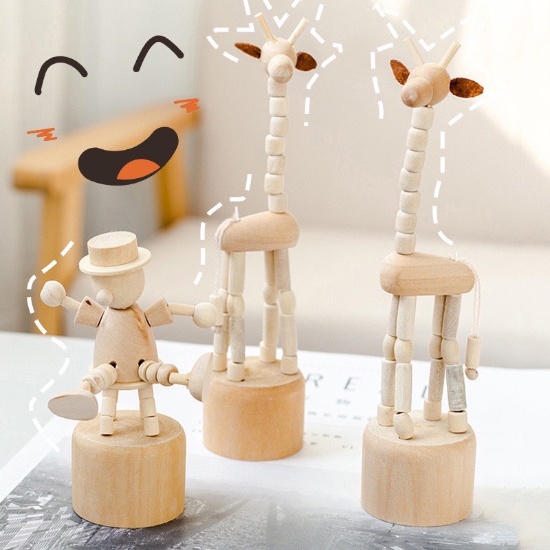 Mô Hình Con Rối Gỗ Dễ Thương Trang Trí Để Bàn