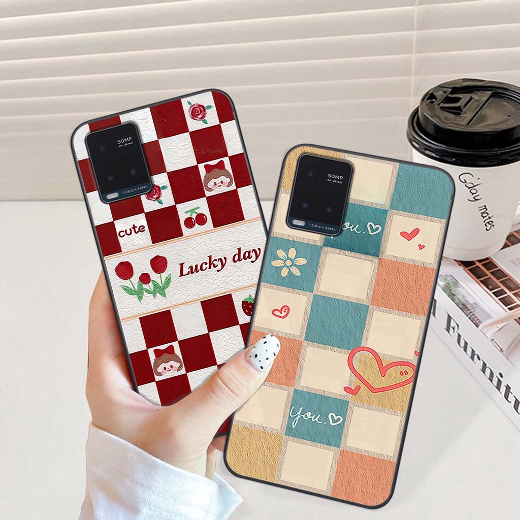 Ốp Vivo Y21 / Y21s / Y33s / T1x caro trái tim cá tính, thời trang siêu đẹp, siêu phong cách