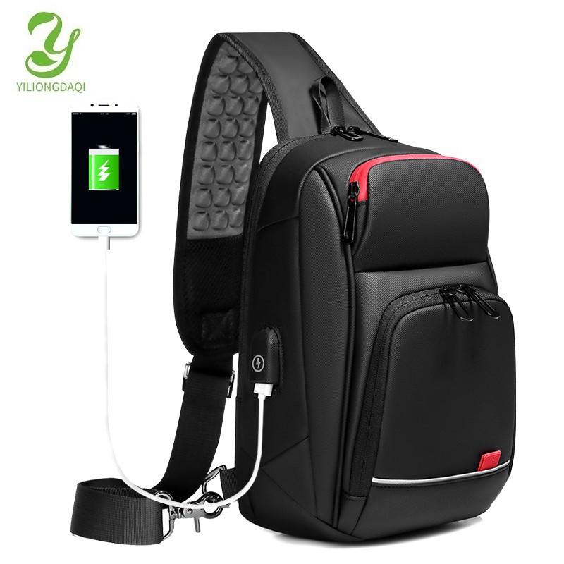 YILIONGDAQI USB Charging Sling bag Waterproof Large Space Shoulder Bags