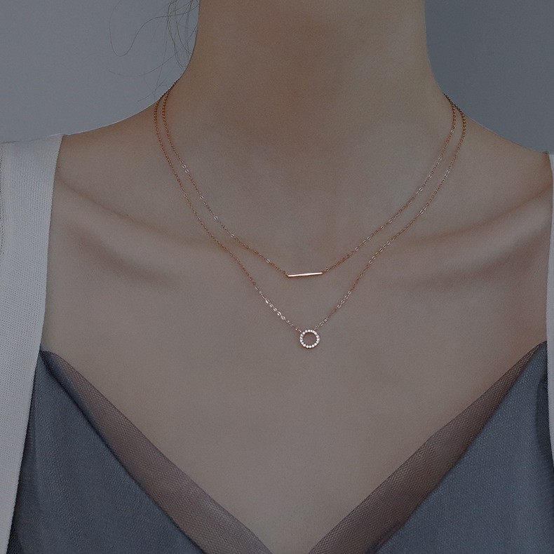 Dây chuyền bạc nữ 925 Tralie Jewelry double layers, vòng cổ nữ kép cá tính