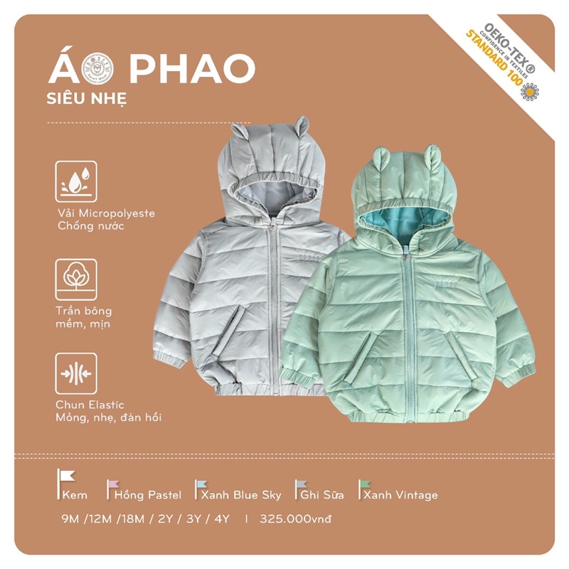 Hrnee ! Áo phao trần bông siêu nhẹ cho các bé yêu!