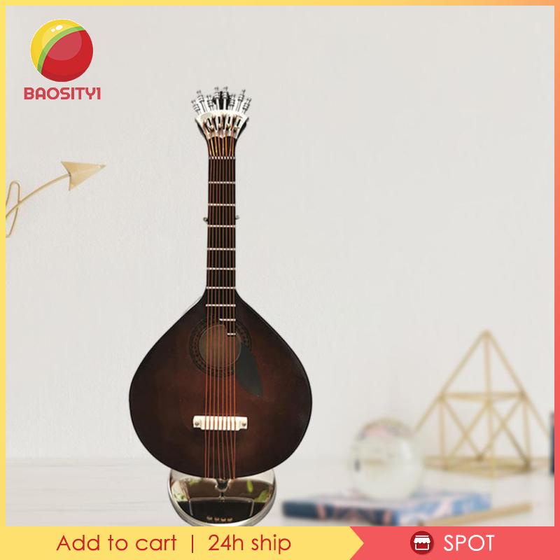 [Baosity1] Mô Hình Đàn Ghita Bằng Gỗ Có Giá Đỡ Trang Trí Sinh Nhật Màu Nâu