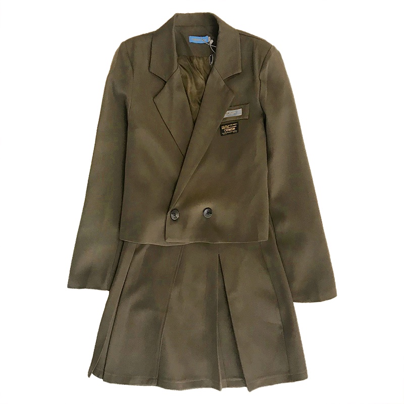 Set áo chân váy xếp ly phong cách Nhật Bản, set áo vest ngắn chân váy xếp  li hàng Quảng Châu mẫu 2022