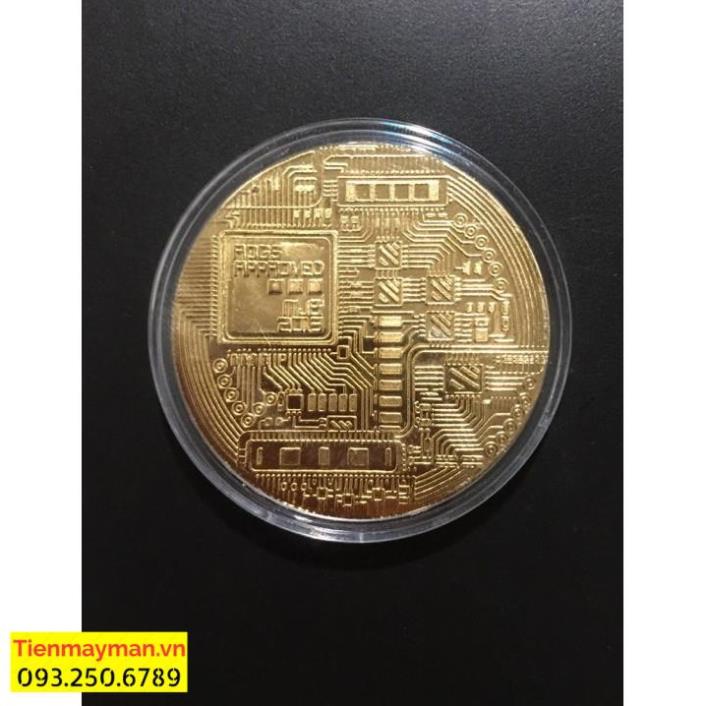 Đồng tiền may mắn Bitcoin Mạ vàng 24 + Hộp nhựa đi kèm