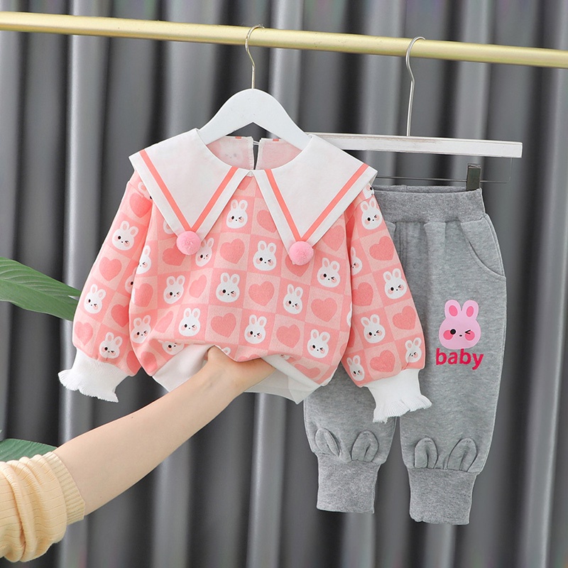 Bộ quần áo AMILA dài tay cổ bẻ lớn thời trang mùa thu Hàn Quốc dành cho bé gái