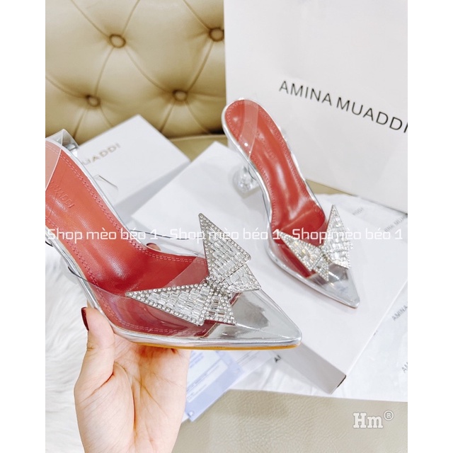 Sandal mica trong nơ cánh đá gót trụ loe fullbox hàng quảng châu cao cấp